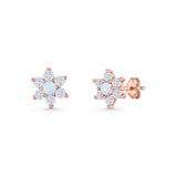 Round 8.7mm Lab Created Opal Floral Stud Earring 925 Sterling Silver