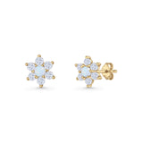 Round 8.7mm Lab Created Opal Floral Stud Earring 925 Sterling Silver
