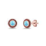 Round 8mm Lab Created Opal Twisted Rope Stud Earring 925 Sterling Silver