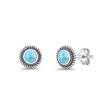 Round 8mm Lab Created Opal Twisted Rope Stud Earring 925 Sterling Silver