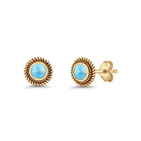 Round 8mm Lab Created Opal Twisted Rope Stud Earring 925 Sterling Silver