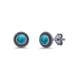 Round 8mm Lab Created Opal Twisted Rope Stud Earring 925 Sterling Silver