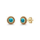 Round 8mm Lab Created Opal Twisted Rope Stud Earring 925 Sterling Silver
