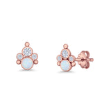 Paw Print Stud Earring Lab Created Opal & Cubic Zirconia 925 Sterling Silver