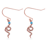 Round 16.1mm Lab Created Opal Oxidized Snake Fishhook Earring 925 Sterling Silver