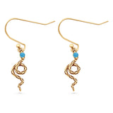 Round 16.1mm Lab Created Opal Oxidized Snake Fishhook Earring 925 Sterling Silver