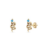 Snake Stud Earring 12.9mm Lab Created Blue Opal 925 Sterling Silver