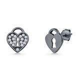 Heart Lock Stud Earrings