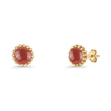 Round 7.3mm Stud Earring Lab Created Opal Oxidized 925 Sterling Silver