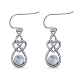 Round 19.7mm Lab Created Opal Celtic Knot Heart Fishhook Earring 925 Sterling Silver