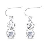 Round 19.7mm Lab Created Opal Celtic Knot Heart Fishhook Earring 925 Sterling Silver