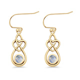 Round 19.7mm Lab Created Opal Celtic Knot Heart Fishhook Earring 925 Sterling Silver