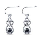 Round 19.7mm Lab Created Opal Celtic Knot Heart Fishhook Earring 925 Sterling Silver