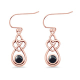 Round 19.7mm Lab Created Opal Celtic Knot Heart Fishhook Earring 925 Sterling Silver