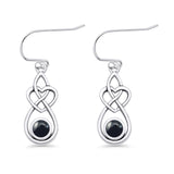Round 19.7mm Lab Created Opal Celtic Knot Heart Fishhook Earring 925 Sterling Silver