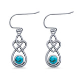 Round 19.7mm Lab Created Opal Celtic Knot Heart Fishhook Earring 925 Sterling Silver