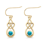 Round 19.7mm Lab Created Opal Celtic Knot Heart Fishhook Earring 925 Sterling Silver