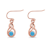 Round 21.5mm Twisted Loop Drop Fishhook Earring Oxidized Lab Created Opal 925 Sterling Silver