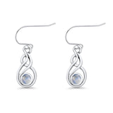 Round 21.5mm Twisted Loop Drop Fishhook Earring Oxidized Lab Created Opal 925 Sterling Silver