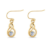 Round 21.5mm Twisted Loop Drop Fishhook Earring Oxidized Lab Created Opal 925 Sterling Silver