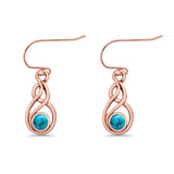 Round 21.5mm Twisted Loop Drop Fishhook Earring Oxidized Lab Created Opal 925 Sterling Silver