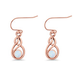 Round 21.5mm Twisted Loop Drop Fishhook Earring Oxidized Lab Created Opal 925 Sterling Silver