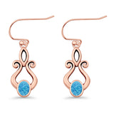Oval Lab Created Opal 22.6mm Scroll Fishhook Earring 925 Sterling Silver