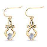 Oval Lab Created Opal 22.6mm Scroll Fishhook Earring 925 Sterling Silver