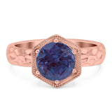 Art Deco Round Natural Stone Solitaire Ring