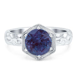 Art Deco Round Natural Stone Solitaire Ring