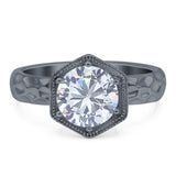 Art Deco Round Natural Stone Solitaire Ring