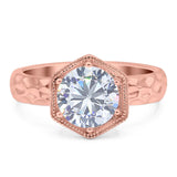 Art Deco Round Natural Stone Solitaire Ring