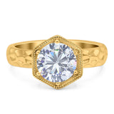 Art Deco Round Natural Stone Solitaire Ring