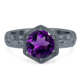 Art Deco Round Natural Stone Solitaire Ring