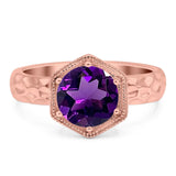 Art Deco Round Natural Stone Solitaire Ring