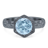 Art Deco Round Natural Stone Solitaire Ring