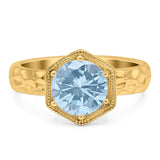 Art Deco Round Natural Stone Solitaire Ring