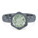 Art Deco Round Natural Stone Solitaire Ring