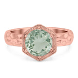 Art Deco Round Natural Stone Solitaire Ring