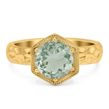 Art Deco Round Natural Stone Solitaire Ring