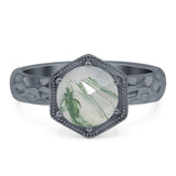 Art Deco Round Natural Stone Solitaire Ring