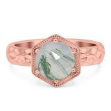Art Deco Round Natural Stone Solitaire Ring