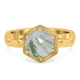 Art Deco Round Natural Stone Solitaire Ring