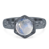 Art Deco Round Natural Stone Solitaire Ring