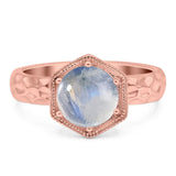 Art Deco Round Natural Stone Solitaire Ring