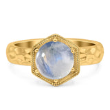 Art Deco Round Natural Stone Solitaire Ring