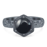 Art Deco Round Natural Stone Solitaire Ring