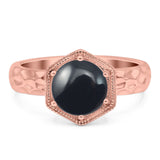 Art Deco Round Natural Stone Solitaire Ring