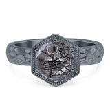 Art Deco Round Natural Stone Solitaire Ring