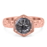 Art Deco Round Natural Stone Solitaire Ring